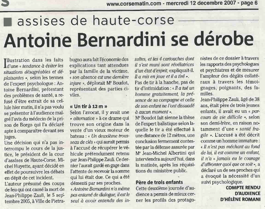 Affaire ZUILI Corse Matin