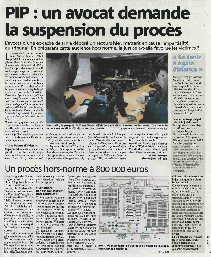 Affaire PIP, incident de procédure Var Matin