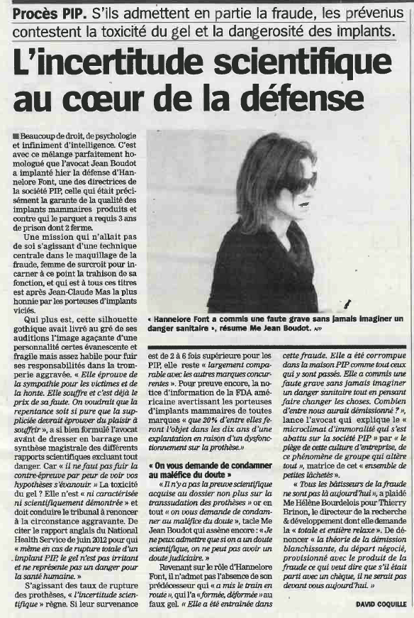Affaire prothèses PIP article La Marseillaise