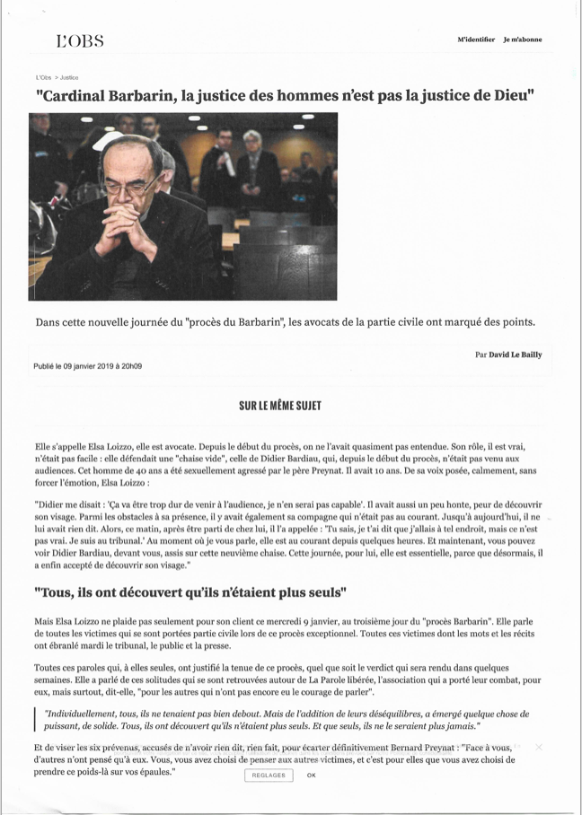 Article de l'OBS sur l'afffaire Barbarin page 1